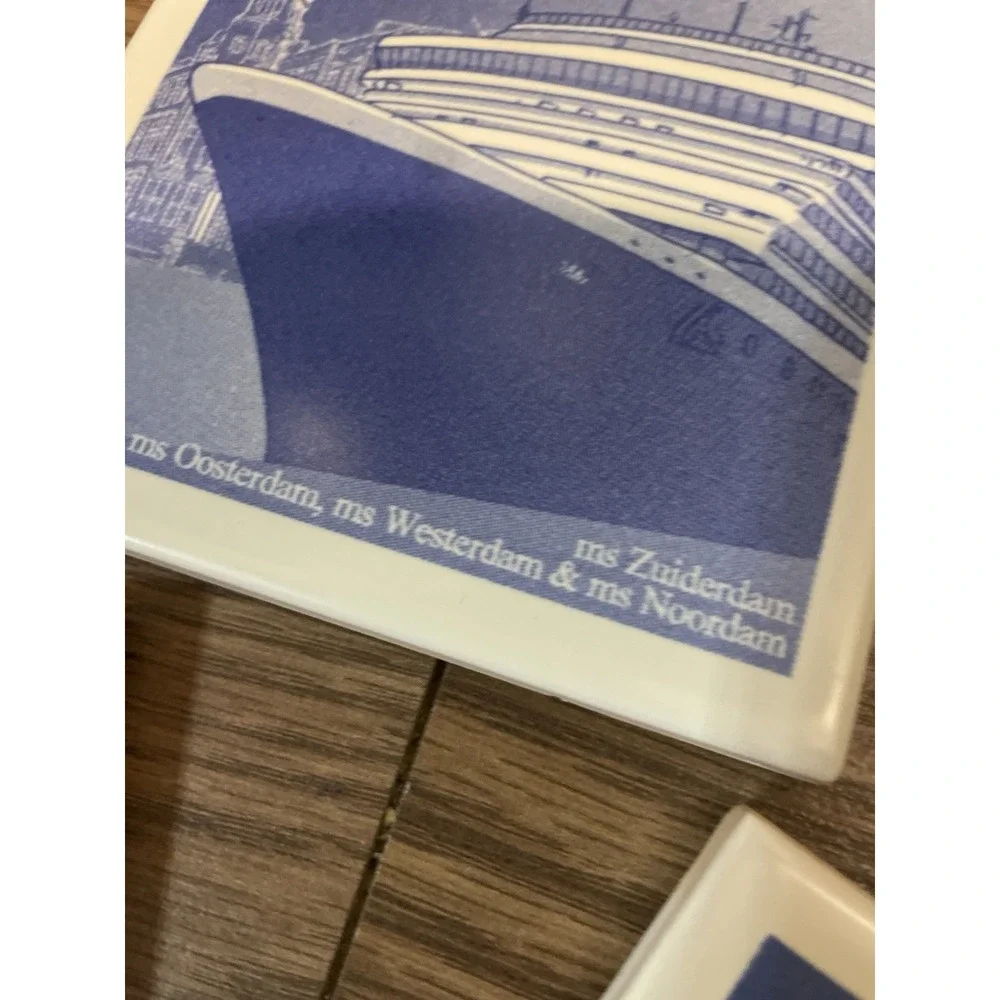 Holland America Line Coaster Delft Blue Tile Cruise Ship Coaster Zuiderdam Set 5